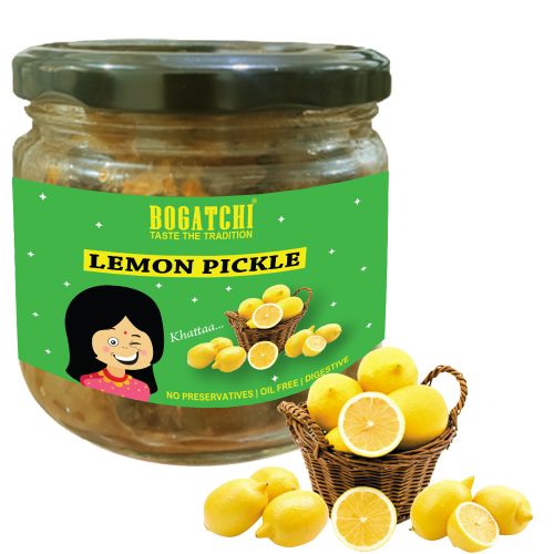 BOGATCHI Lemon Pickle - Khatta Flavor | Best Quality Pickle | Handcrafted Original Pickle | Tangy Delight | No Preservatives | No Artificial Color | Natural Ingredients | 500g